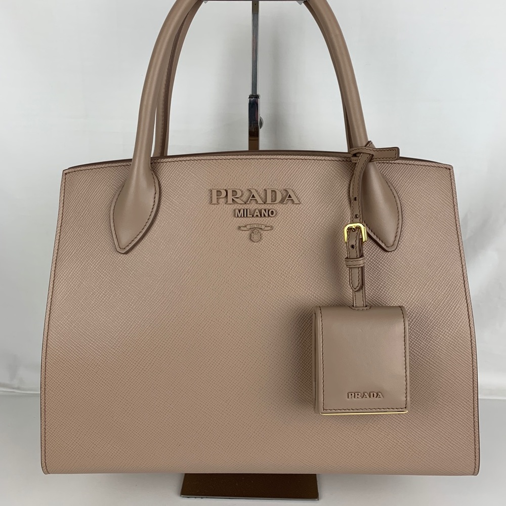 Prada Large Monochrome Tote in Cipria